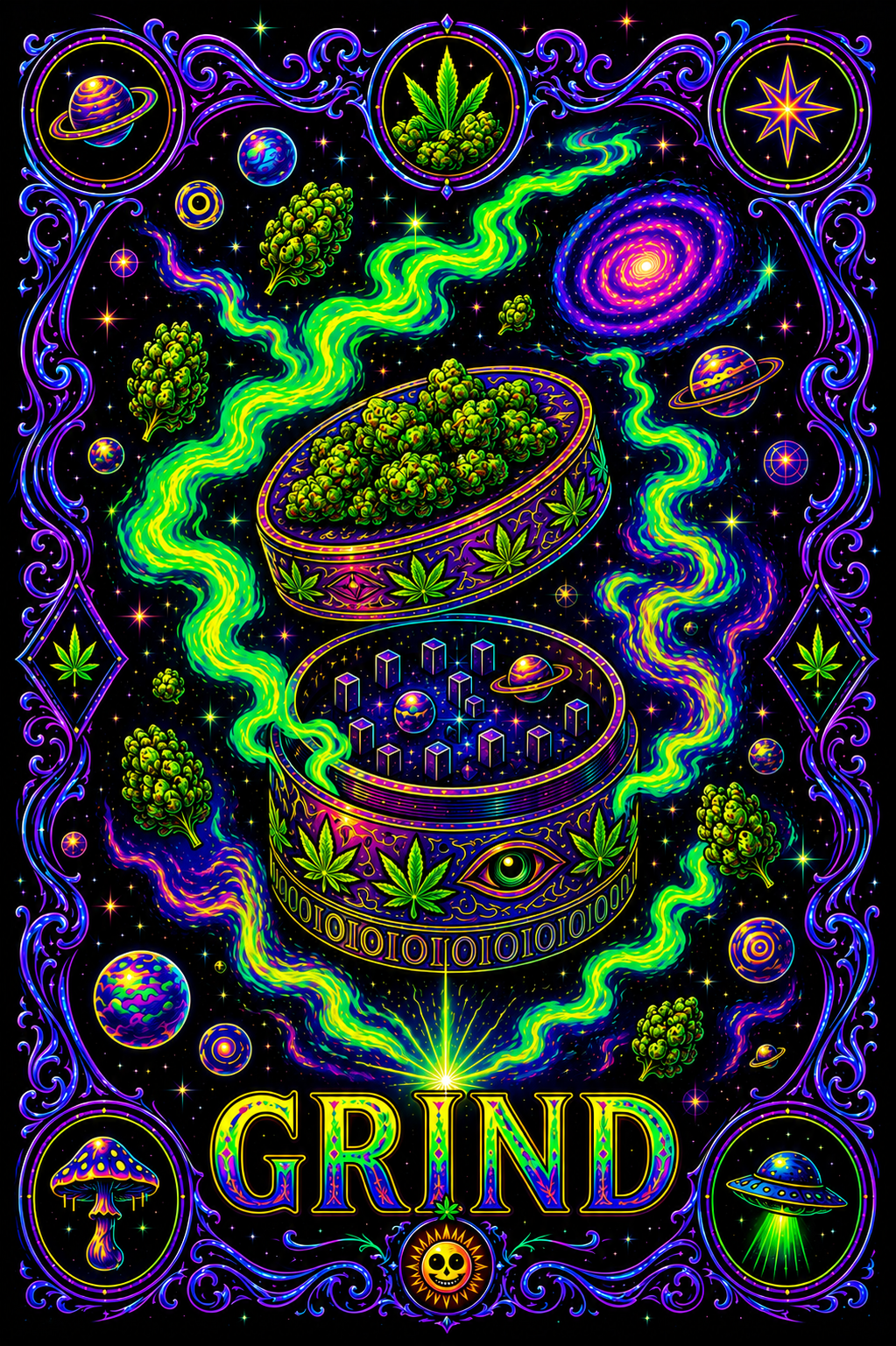 Carta Grind de Bong Shroom High Vibe Boom